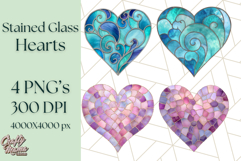 Stained Glass Heart PNG Clipart in Pastel and Bright Colors Product Image 1