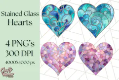 Stained Glass Heart PNG Clipart in Pastel and Bright Colors Product Image 1
