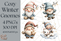 Watercolor Winter Gnome Clipart, Cute Gnome Christmas PNG Product Image 1