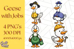 Goose Occupation Clipart PNG, Cute Job-Themed Graphics Product Image 1