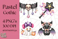 Pastel Goth Halloween PNG Clipart, Creepy Cute Art Product Image 1