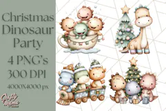 Christmas Dinosaur Party Png, Dino Clipart PNG Product Image 1