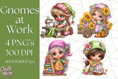 Gnomes at Work Clipart PNG, Cute Gnomes PNG Illustration Product Image 1