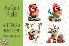 Cute Safari Animal Clipart with Jungle Accessories Png Product Image 1