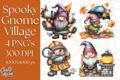 Spooky Gnome Village Clipart PNG Halloween Png Product Image 1