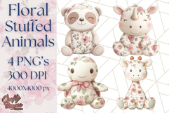 Pink Floral Stuffed Animal Clipart PNG, Cute Stuffed Animals Product Image 1