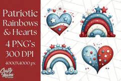 Patriotic Scandinavian Rainbow Clipart PNG, 4th Of July Png Product Image 1