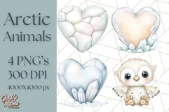 Cute Arctic Animal Clipart PNG, Cute Winter Animals Png Product Image 1