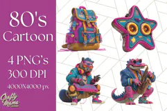 Forgotten 80s Cartoon Clipart PNG, Retro Animal Heroes Product Image 1