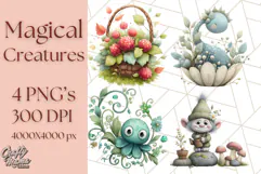 Magical Creatures Clipart PNG, Fantasy Animals Png Product Image 1