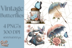 Vintage Butterfly PNG Clipart, Fairytale Cottagecore Images Product Image 1