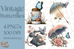 Vintage Butterfly PNG Clipart, Fairytale Cottagecore Images Product Image 1