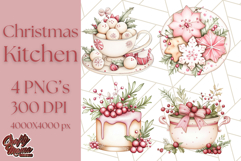 Christmas Cottagecore Kitchen Clipart PNG, Holiday Decor Product Image 1