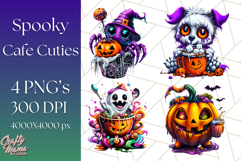 Spooky Café Cuties Halloween PNG Clipart, Holiday Elements Product Image 1