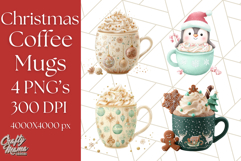 Christmas Coffee Mugs Clipart PNG Festive Cups Product Image 1