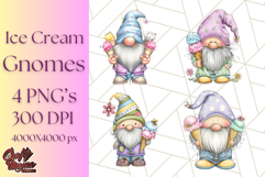 Ice Cream Gnome Clipart PNG Summer Dessert Art, Summer Gnome Product Image 1