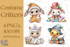 Costumed Critters Halloween Clipart PNG, Halloween Clip Art Product Image 1
