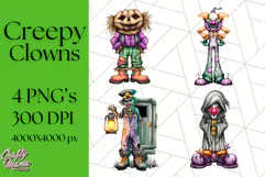 Creepy Clown Halloween PNG Clipart, Spooky Circus Art Product Image 1