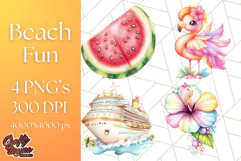Bright Summer Clipart, Beach & Vacation PNG, Tropical Png Product Image 1