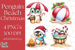 Christmas Penguins The Beach Clipart PNG, Tropical Holiday Product Image 1