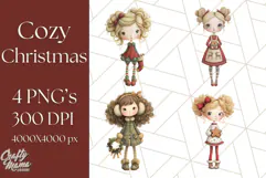 Cozy Christmas Clipart, Santa and Friends PNG Graphics Product Image 1