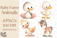 Baby Farm Animal Clipart, Cute Farm Animals Png Product Image 1