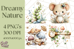 Dreamy Nature Clipart PNG, Whimsical Forest Elements Product Image 1