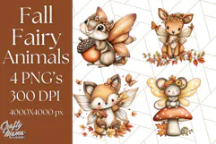 Fall Fairy Animal Clipart PNG, Woodland Creatures With Wings Product Image 1