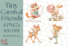 Tiny Carnival Friends Clipart PNG, Animal Fair Festival Product Image 1