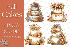 Fall Cake Clipart PNG, Autumn Cakes With Pumpkins Product Image 1