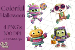 Colorful Halloween Clipart PNG, Cute Kids & Candy Clip Art Product Image 1