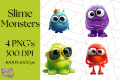 Slime Monster Clipart, Colorful Goo Graphics Png Product Image 1