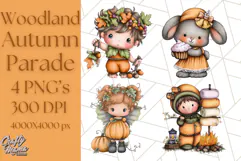 Woodland Autumn Parade Clipart PNG Fall Animals Product Image 1