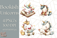 Magical Bookish Unicorn PNG Clipart Reading Books &amp; Stories Product Image 1