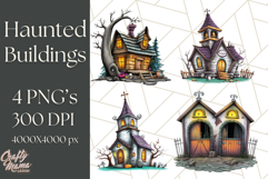 Halloween Buildings Clipart PNG, Haunted Houses Art Product Image 1