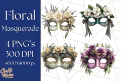 Vintage Garden Masquerade Floral Eye Mask PNG Clipart Product Image 1