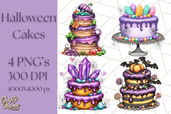 Whimsical Halloween Cake Clipart PNG, Spooky Desserts Product Image 1