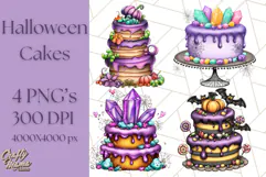 Whimsical Halloween Cake Clipart PNG, Spooky Desserts Product Image 1