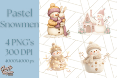 Pastel Snowman Clipart PNG, Cute Soft Winter Graphics Product Image 1