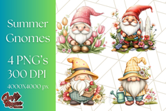 Summer Garden Gnomes Clipart PNG, Summer Country Gnomes Png Product Image 1