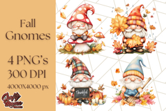 Fall Gnome PNG Clipart, Cute Autumn Gnomes with Pumpkins Product Image 1
