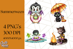 Summerween Beach Party Clipart PNG, Halloween Beach Art Product Image 1