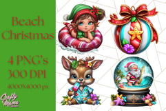 Summer Christmas Clipart PNG, Tropical Holiday Art Clip Art Product Image 1