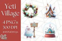 Holiday Yeti Village PNG Clipart, Cute Winter Clip Art Product Image 1