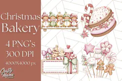 Christmas Sweet Shoppe Clipart PNG, Pastel Bakery Art Product Image 1