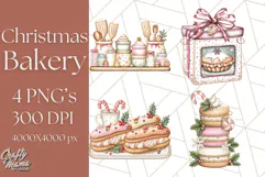 Christmas Sweet Shoppe Clipart PNG, Pastel Bakery Art Product Image 1