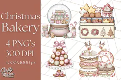 Christmas Sweet Shoppe Clipart PNG, Pastel Bakery Art Product Image 1