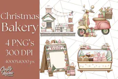 Christmas Sweet Shoppe Clipart PNG, Pastel Bakery Art Product Image 1