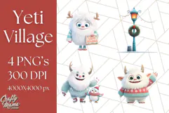 Holiday Yeti Village PNG Clipart, Cute Winter Clip Art Product Image 1