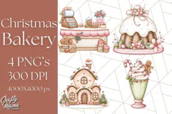 Christmas Sweet Shoppe Clipart PNG, Pastel Bakery Art Product Image 1
